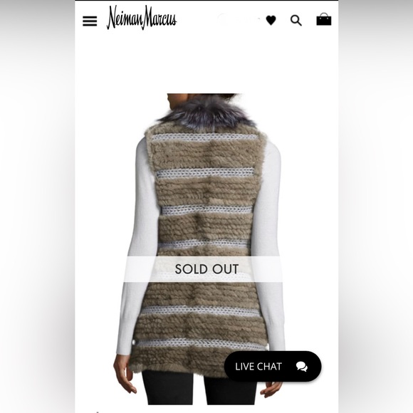 Belle Fare Chunky Knit Real Iris Mink Fur Silver Fox Collar Vest preowned - Picture 4 of 13